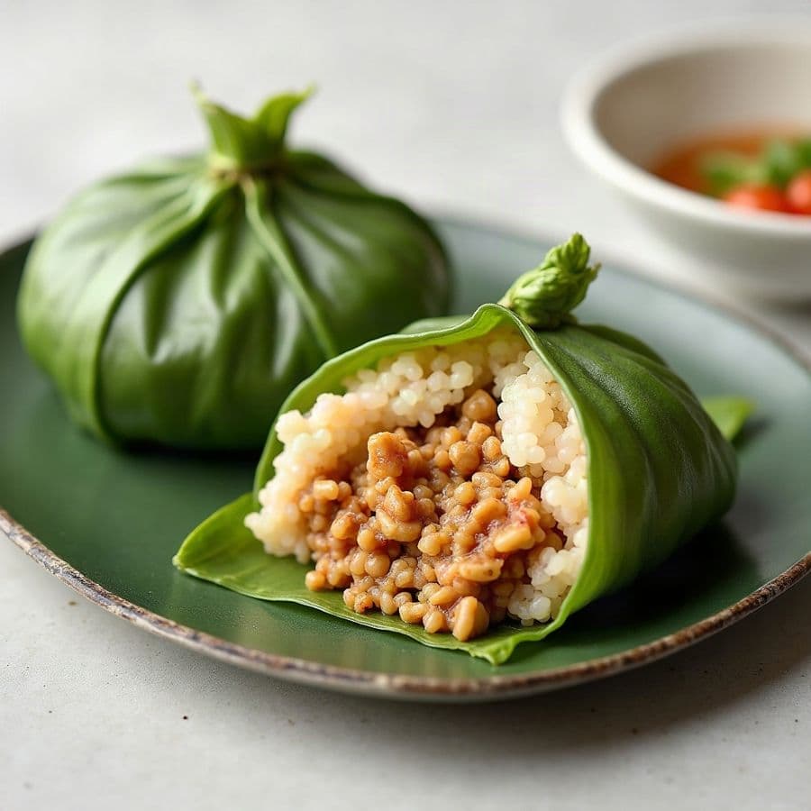 9. Steamed Sticky Rice with Minced Chicken (2 pcs)